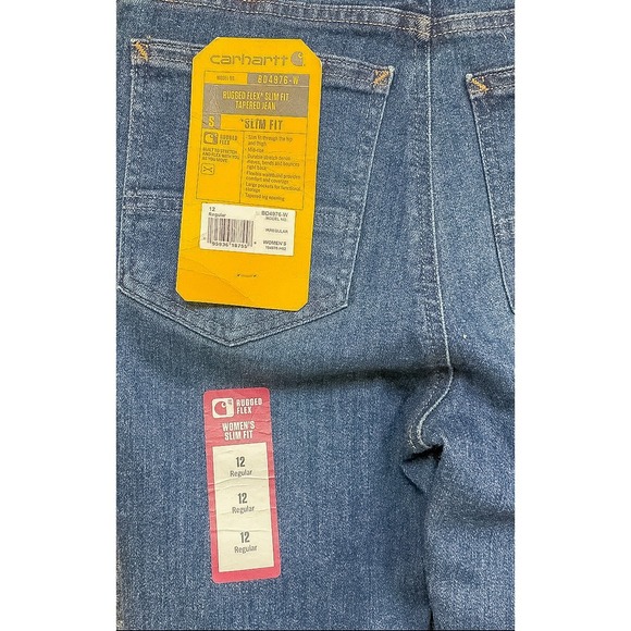 Carhartt Rugged Flex Slim Fit Tapered Jeans Womens 12 Regular Blue BD4976-W - Picture 4 of 4